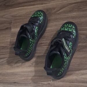 Kids Minecraft  Black and Green Shoes